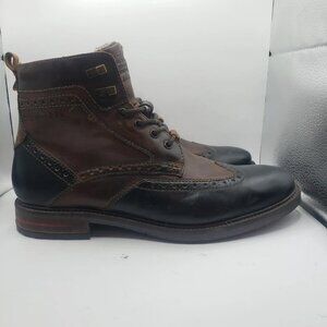 Bugatti Mens Brown Leather Faux Fur Lined Lace Up Wingtip Ankle Boots Size US 11